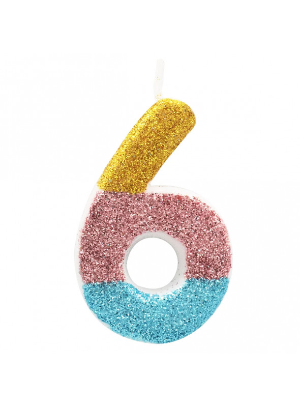 Vela Color Efecto Glitter De Cumpleaños Número De 8,5 Cm - Decoración Para Tartas, Velas Tarta Cumpleaños Infantil, Fiesta Infantil, Eventos, Celebraciones. (3, Azul