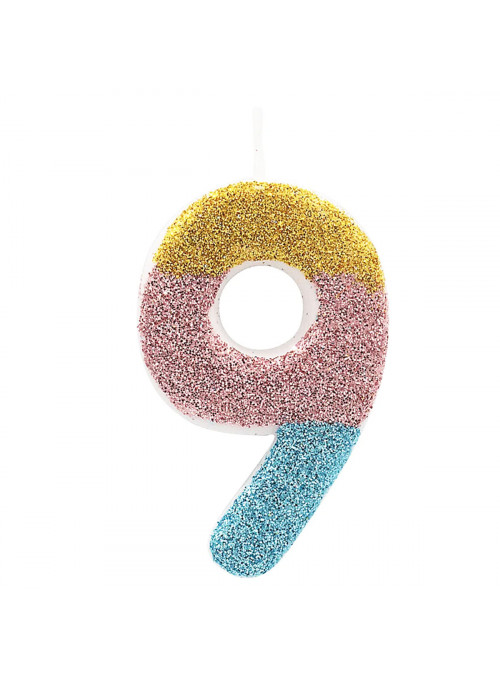 Vela de Aniversário Puro Glitter Número 9 6cm Cromus