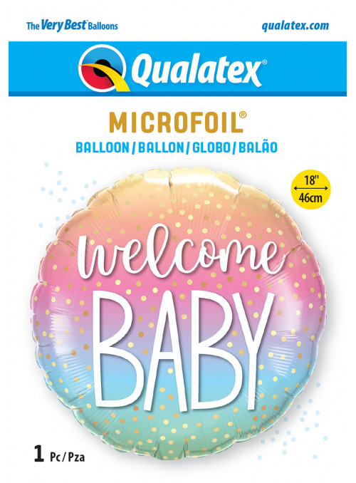 Balão Metalizado Bem Vindo Baby Candy Colors Nascimento 18 Polegadas 46cm Qualatex
