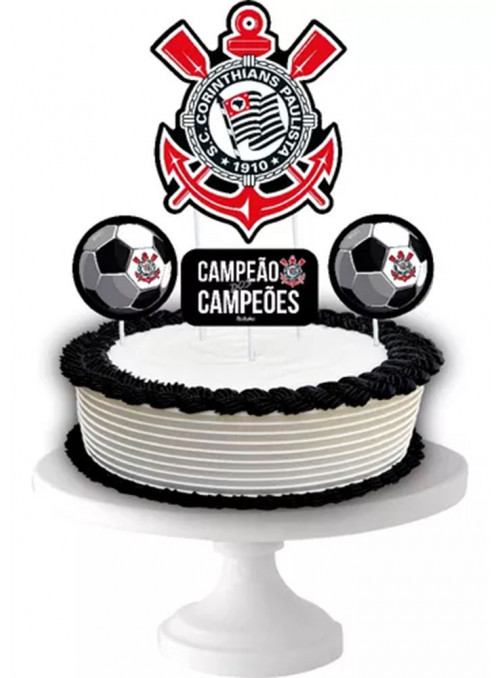 Topo de Bolo Cake Topper Time Corinthians Festcolor 4 Unidades