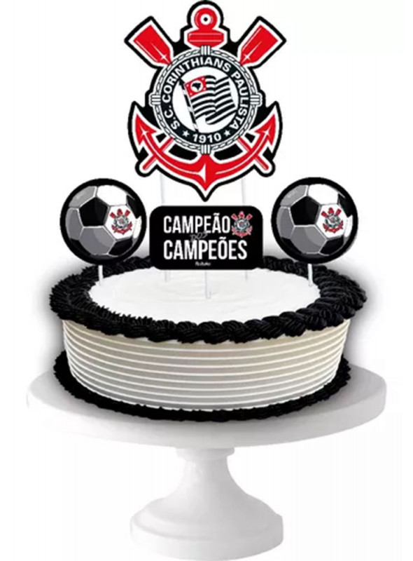 Topper para Bolo Corinthians - Festcolor - 04Un - Festas da 25