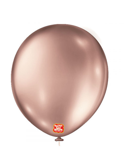 Balão de Látex Rose Gold Metallic 16 Polegadas 40cm São Roque 10 Unidades