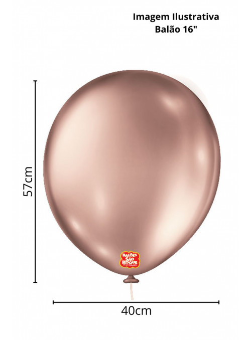 Balão de Látex Rose Gold Metallic 16 Polegadas 40cm São Roque 10 Unidades