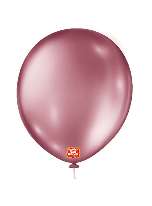 Balão de Látex Rosa Metallic 16 Polegadas 40cm São Roque 10 Unidades