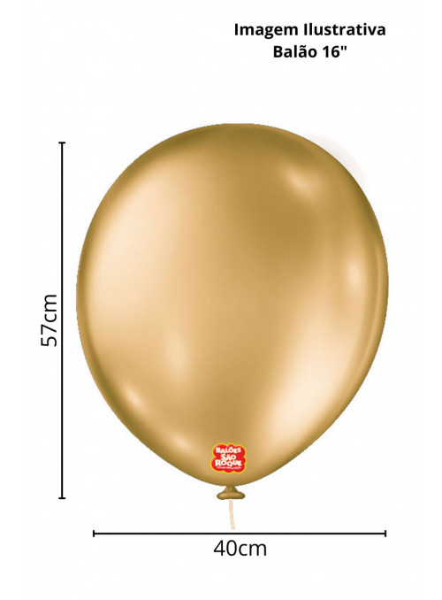 Balão de Látex Dourado Metallic 16 Polegadas 40cm São Roque 10 Unidades