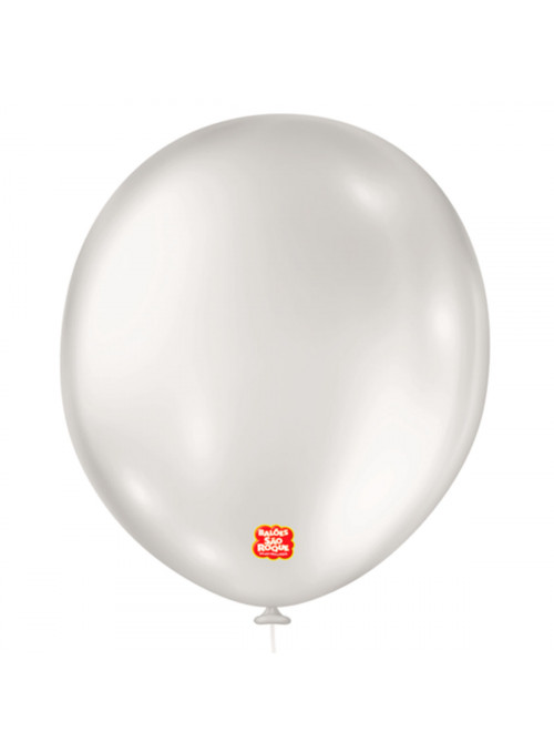 Balão de Látex Branco Perolado 16 Polegadas 40cm São Roque 10 Unidades