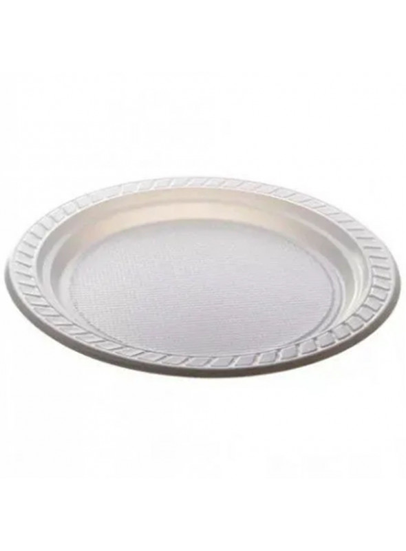 Prato de Plástico Descartável Festa Branco 15cm Junco 10 Unidades