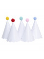 Chapéu de Aniversário Chapeuzinho Branco Multicolorido Mesa Festa 5 Unidades