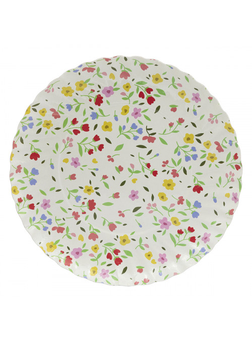 Prato de Papel Descartável Floral Vintage 18cm Mesa Festa 5 Unidades