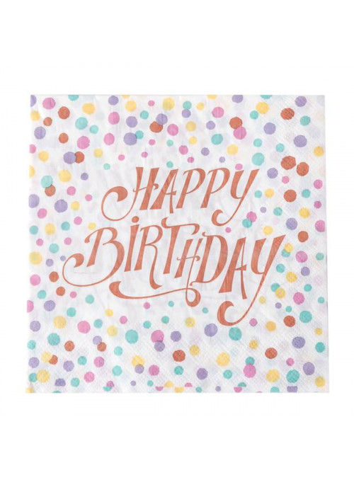 Guardanapo de Papel Happy Birthday Candy 33cm x 33cm Silver Festas 20 Unidades