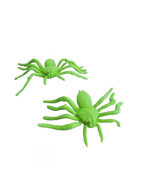 Enfeite Decorativo Mini Aranha Halloween Verde Silver Festas 12 Unidades