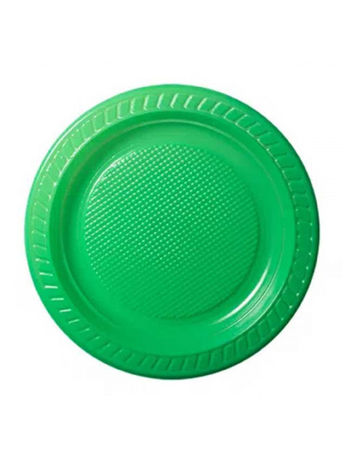 Prato de Plástico Descartável de Festa Verde 15cm Junco 10 Unidades