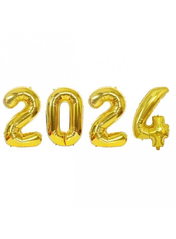 Kit Balão Metalizado 2024 Dourado 16 Polegadas 40cm Ano Novo