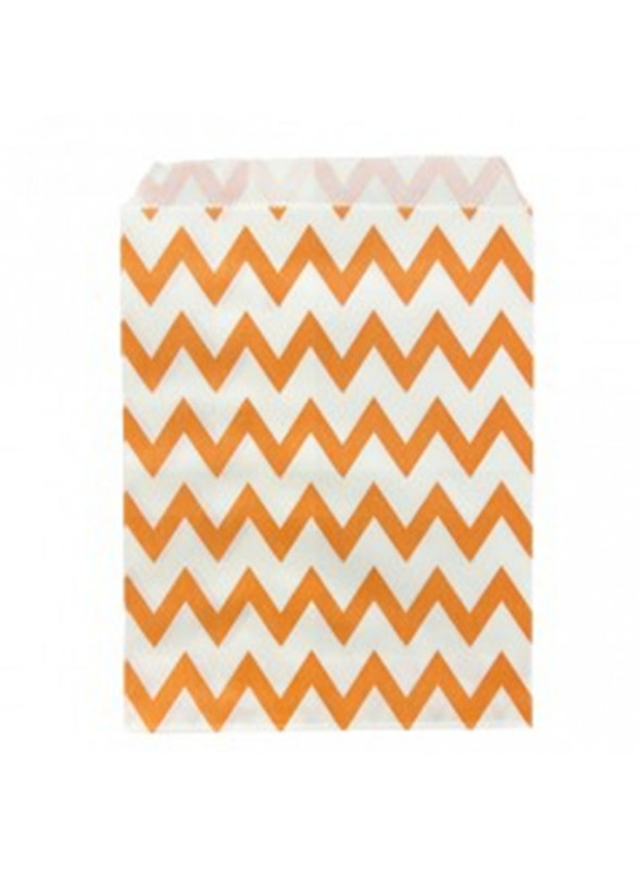 Saquinhos de Papel Laranja Zig Zag Chevron 12 Unidades