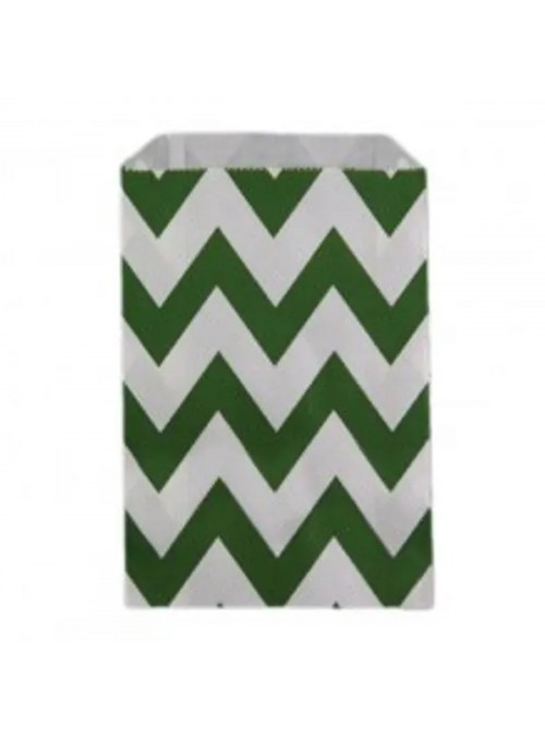 Saquinhos de Papel Verde Escuro Zig Zag Chevron 12 Unidades