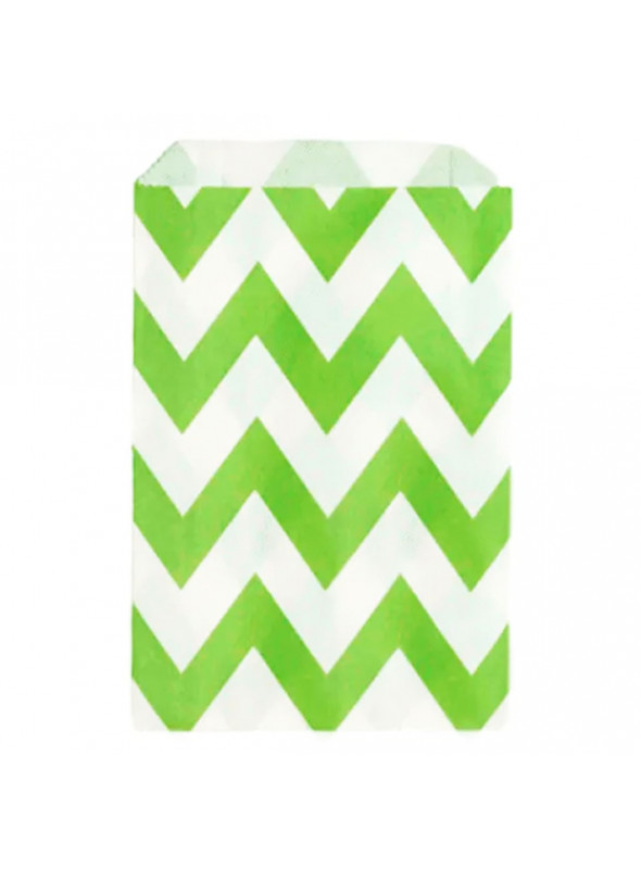 Saquinhos de Papel Verde Limão Zig Zag Chevron 12 Unidades