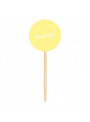 Topo para Cupcake Pick Toppers Parabéns Amarelo Candy 10 Unidades