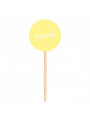 Topo para Cupcake Pick Toppers Parabéns Amarelo Candy 10 Unidades