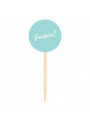 Topo para Cupcake Pick Toppers Parabéns Azul Tiffany 10 Unidades