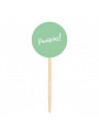 Topo para Cupcake Pick Toppers Parabéns Verde Água 10 Unidades