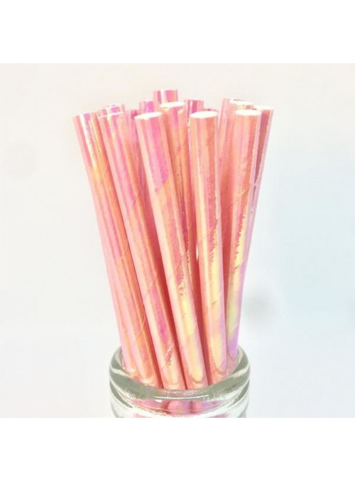 Canudo de Papel Furtacor Rosa Claro 20cm 20 Unidades
