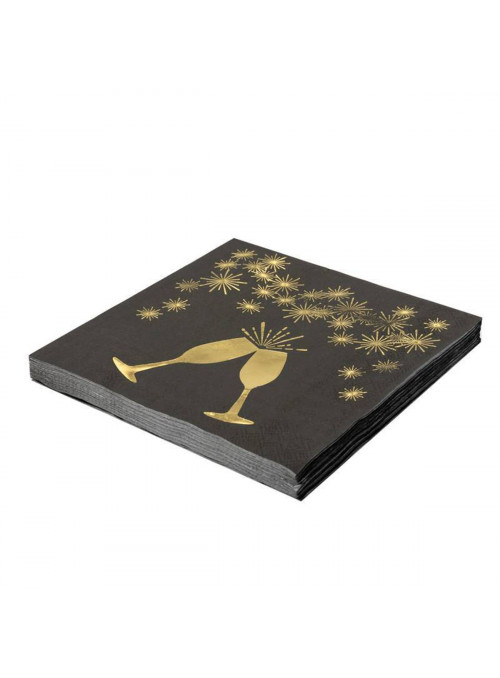 Guardanapo de Papel Brinde Dourado Ano Novo Natal Folha Dupla 32x32 Silver Festas 20 Unidades