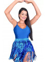 Saia Metalizada Franja Azul Carnaval 40cm