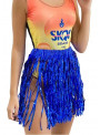 Saia Metalizada Franja Azul Carnaval 40cm