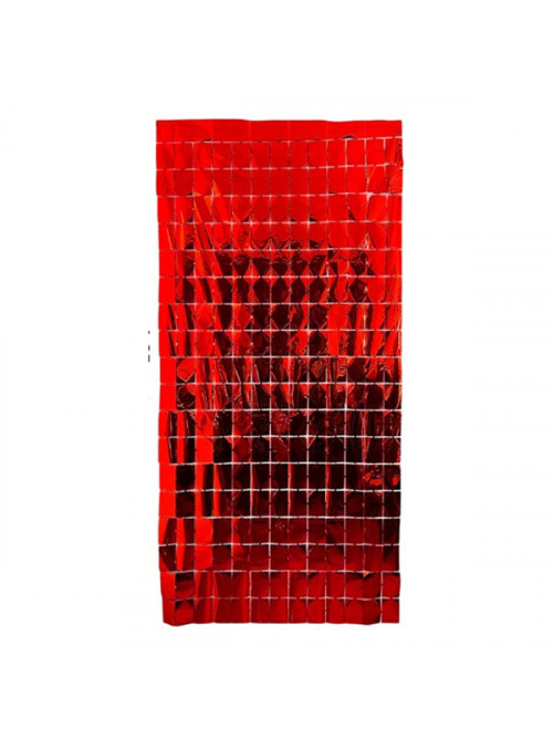 Cortina Metalizada Quadrada Vermelha 2x1m Shimmer Wall