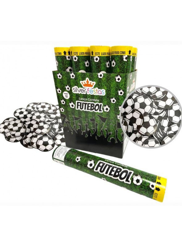 Lança Confetes Bola de Futebol Aniversário 30cm Silver Festas 1 Unidade