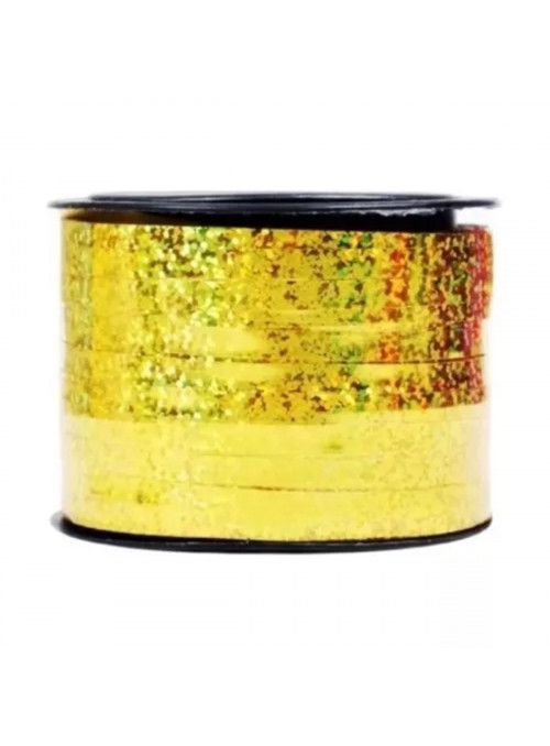 Fitilho de Plástico para Balões Dourado Holográfico 5mmx228,6m Ponto das Festas