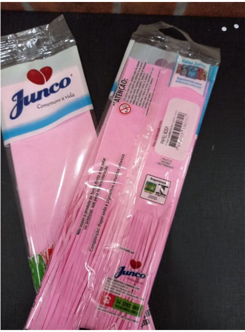 Papel de Seda para Bala de Coco Rosa Claro 23 x 7 Junco 48 Unidades