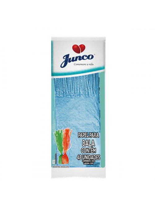 Papel de Seda para Bala de Coco Azul Claro 23 x 7 Junco 48 Unidades
