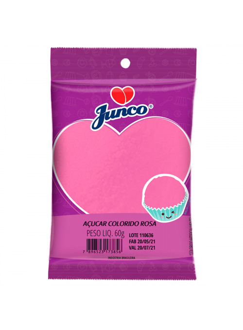Açúcar Colorido Rosa Confeitaria Junco Pacote 60g