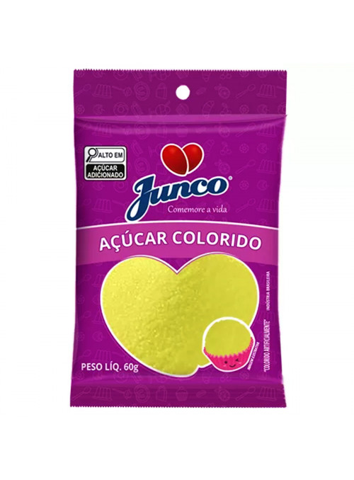 Açúcar Colorido Amarelo Confeitaria Junco Pacote 60g