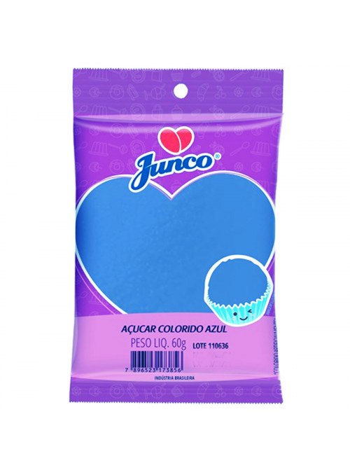 Açúcar Colorido Azul Confeitaria Junco Pacote 60g