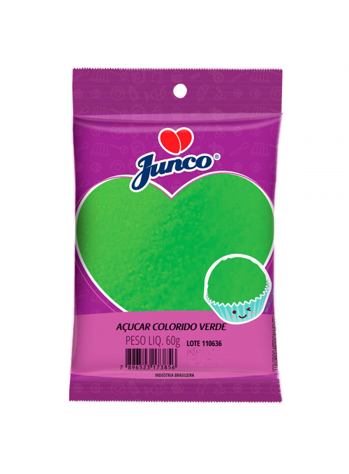 Açúcar Colorido Verde Confeitaria Junco Pacote 60g