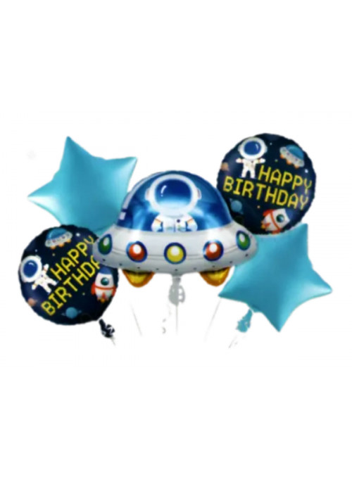 Kit Balões Aniversário Astronauta Disco Voador 5 Unidades Ponto das Festas