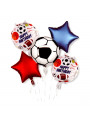 Kit Balões Metalizados Aniversário Futebol Estrelas Ponto das Festas 5 Unidades