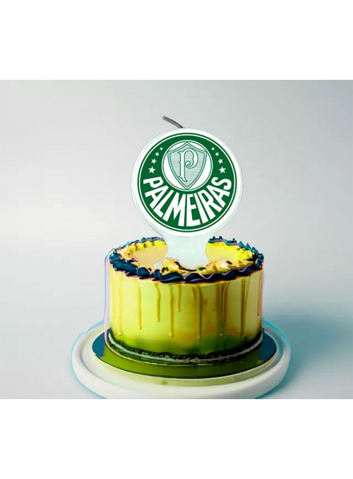 Vela de Aniversário Emblema Palmeiras 9cm Festcolor