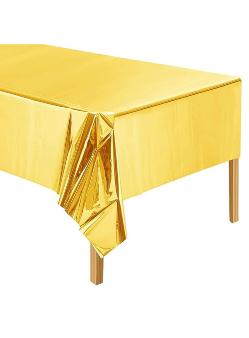 Toalha de Mesa Retangular Dourada Metalizada 137cm x 183cm