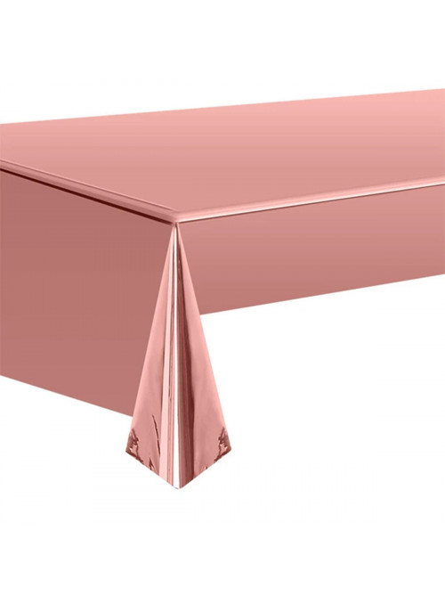 Toalha de Mesa Retangular Rose Gold Metalizada 137cm x 183cm