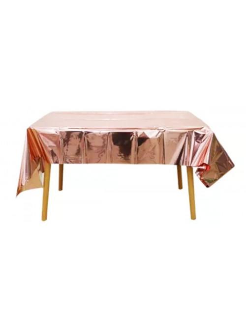 Toalha de Mesa Retangular Rose Gold Metalizada 137cm x 183cm