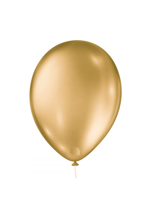 Balão de Látex Dourado Metálico 9 Polegadas 23cm São Roque 25 Unidades
