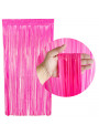 Cortina Metalizada Decorativa Rosa Neon 1m x 2m Decoração de Festa