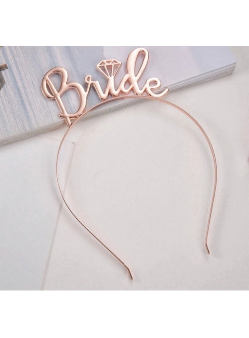 Tiara Metalizada Bride Noiva Despedida de Solteira Rose Gold