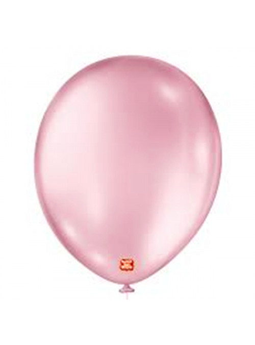 Balão de Látex Rosa Claro Perolado 11 Polegadas 28cm São Roque 25 Unidades