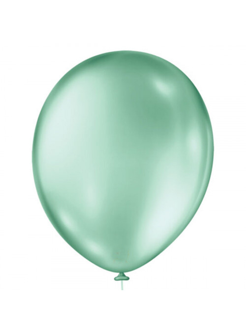 Balão de Látex Verde Menta Perolado 11 Polegadas 28cm São Roque 25 Unidades