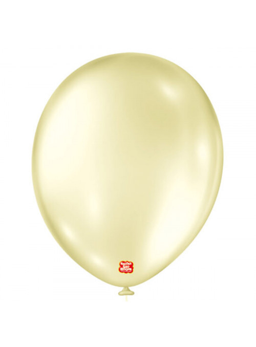 Balão de Látex Amarelo Perolado 11 Polegadas 28cm São Roque 25 Unidades