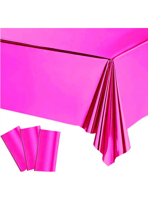 Toalha de Mesa Retangular Rosa Pink Metalizada 137cm x 183cm